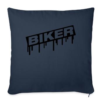 biker_logo_grunge_fa1 - Housse de coussin décorative 45 x 45 cm - bleu marine - Devant