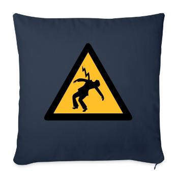 électricien coup de foudre panneaux danger - Housse de coussin décorative 45 x 45 cm - bleu marine - Devant