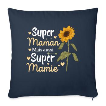 Super Maman Cadeau Pour Super Mamie Fête Des mères - Housse de coussin décorative 45 x 45 cm - bleu marine - Devant