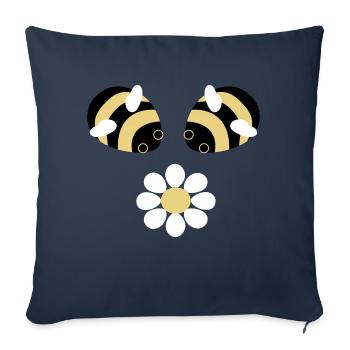 Abeilles Fleur - Housse de coussin décorative 45 x 45 cm - bleu marine - Devant