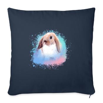 lapin, lapin, rose, graffiti, peinture, - Housse de coussin décorative 45 x 45 cm - bleu marine - Devant