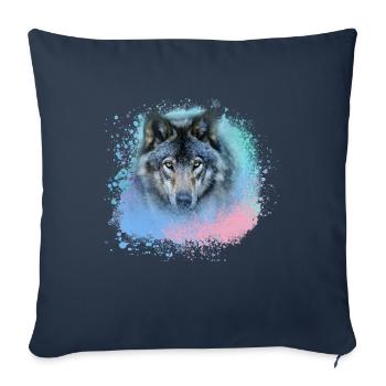 wolf,colorful,dog, husky,dog, painting,graffiti - Sofa pillowcase 17,3'' x 17,3'' (45 x 45 cm) - navy - Front