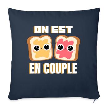 Tartines on est en couple Humour Amour Valentin - Housse de coussin décorative 45 x 45 cm - bleu marine - Devant