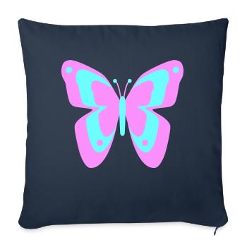 Papillon Papillon Insectes Printemps Été coloré - Housse de coussin décorative 45 x 45 cm - bleu marine - Devant