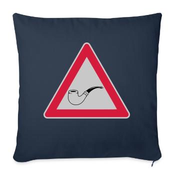 Panneau Méfiez-vous de la pipe à tabac - Housse de coussin décorative 45 x 45 cm - bleu marine - Devant