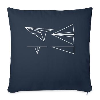 PaperPlaneTechnicalDrawingChalk - Housse de coussin décorative 45 x 45 cm - bleu marine - Devant