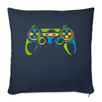 Bunter Controller Retro Konsole - Sofakissenbezug 45 x 45 cm - Navy - Vorne
