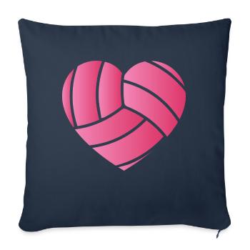 ballon de volleyball rose coeur Design pour un volley-ball - Housse de coussin décorative 45 x 45 cm - bleu marine - Devant