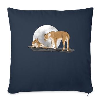 Famille lions - Housse de coussin décorative 45 x 45 cm - bleu marine - Devant