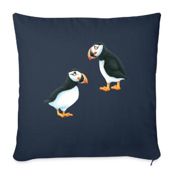 Macareux - Housse de coussin décorative 45 x 45 cm - bleu marine - Devant