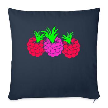 Raspberries - Sofa pillowcase 17,3'' x 17,3'' (45 x 45 cm) - navy - Front