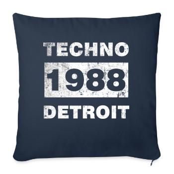 MUSIQUE TECHNO BLANC - Housse de coussin décorative 45 x 45 cm - bleu marine - Devant