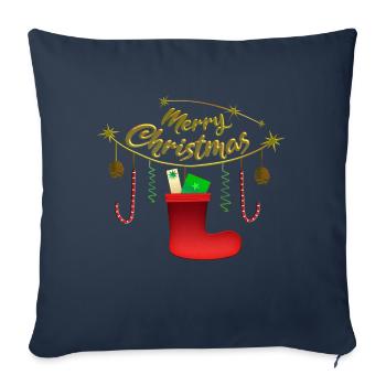 Joyeux Noël - Housse de coussin décorative 45 x 45 cm - bleu marine - Devant