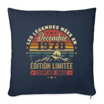 Cadeau Anniversaire Décembre 1978 - Decembre 1978 - Housse de coussin décorative 45 x 45 cm - bleu marine - Devant