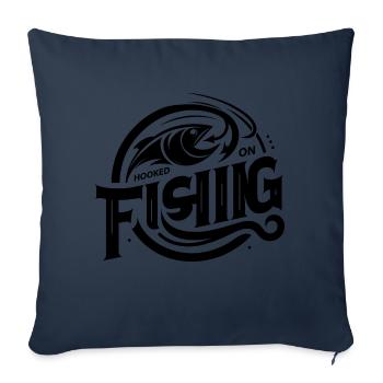 "Stylish Hooked on Fishing Tee - Perfect for Angle - Sofa pillowcase 17,3'' x 17,3'' (45 x 45 cm) - navy - Front