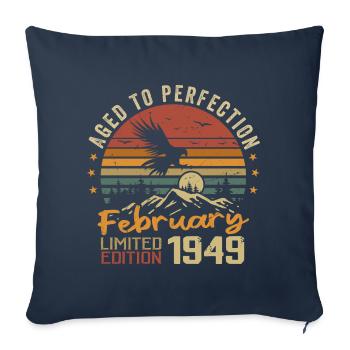 Né en Fevrier 1949 Anniversaire 1949 Février - Housse de coussin décorative 45 x 45 cm - bleu marine - Devant