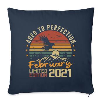 Born in February 2021 Birthday 2021 February - Sofa pillowcase 17,3'' x 17,3'' (45 x 45 cm) - navy - Front