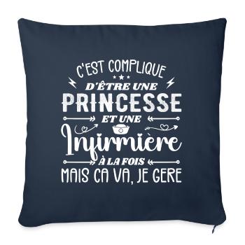 Princesse et Infirmière Cadeau Infirmière - Housse de coussin décorative 45 x 45 cm - bleu marine - Devant