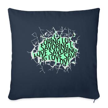 Déclaration : amour de soi, amour, langues, nourriture, culture - Housse de coussin décorative 45 x 45 cm - bleu marine - Devant