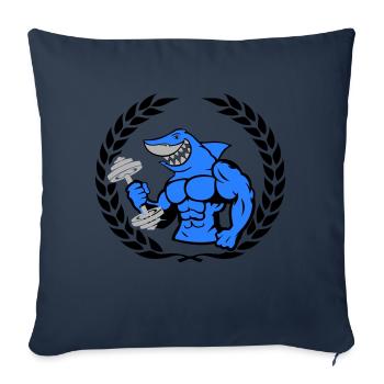 Haltère de musculation requin requin - Housse de coussin décorative 45 x 45 cm - bleu marine - Devant