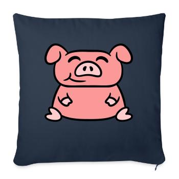 Assis Cochon Amour Petit Cochon Mignon - Housse de coussin décorative 45 x 45 cm - bleu marine - Devant