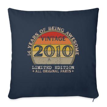 Né en 2010 - Vintage 2010 Anniversaire Rétro - Housse de coussin décorative 45 x 45 cm - bleu marine - Devant