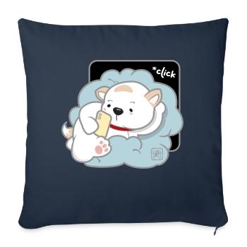 Chien Coréen - Style Japonais 03 - Housse de coussin décorative 45 x 45 cm - bleu marine - Devant