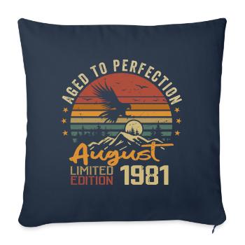 Millésime Août 1981 Cadeau Anniversaire Août 1981 - Housse de coussin décorative 45 x 45 cm - bleu marine - Devant
