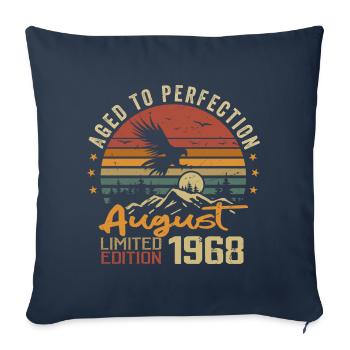 Vintage August 1968 Birthday Gift August 1968 - Sofa pillowcase 17,3'' x 17,3'' (45 x 45 cm) - navy - Front