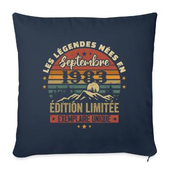 Rétro 1983 - Les légendes nées en Septembre 1983 - Housse de coussin décorative 45 x 45 cm - bleu marine - Devant
