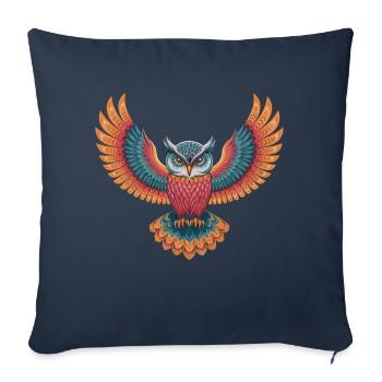 Hibou - Housse de coussin décorative 45 x 45 cm - bleu marine - Devant