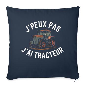 J'peux pas, j'ai tracteur - Housse de coussin décorative 45 x 45 cm - bleu marine - Devant