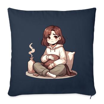 Soirée douillette avec cacao et couverture - Housse de coussin décorative 45 x 45 cm - bleu marine - Devant