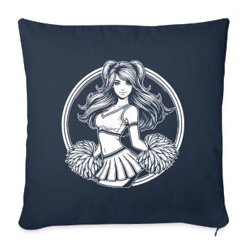 pom-pom girl comique - Chearleading Design - Housse de coussin décorative 45 x 45 cm - bleu marine - Devant