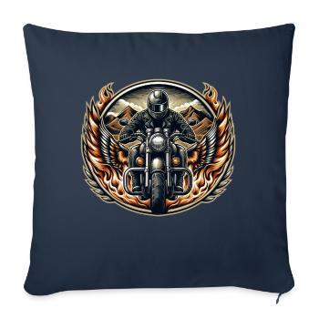 Logo de moto - Housse de coussin décorative 45 x 45 cm - bleu marine - Devant