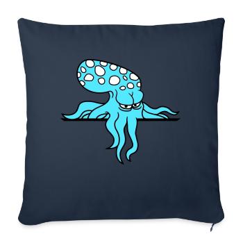 Oktopus hinter Mauer Zaun Schild Tasche guckt böse - Sofakissenbezug 45 x 45 cm - Navy - Vorne
