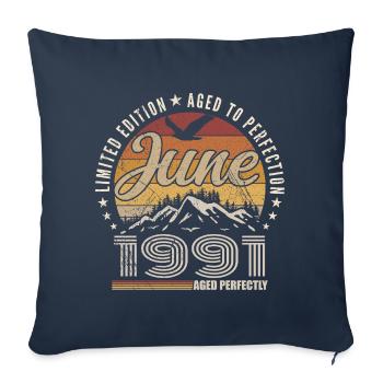 June 1991 34th Anniversary Gift June 1991 Retro - Sofa pillowcase 17,3'' x 17,3'' (45 x 45 cm) - navy - Front