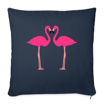 Flamingo, Flamingos, Flamingoes and Heart - Sofa pillowcase 17,3'' x 17,3'' (45 x 45 cm) - navy - Front