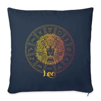 Signe du zodiaque de Léo - Housse de coussin décorative 45 x 45 cm - bleu marine - Devant