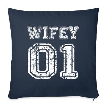 Mariage mariage mariage cérémonie amour idée cadeau - Housse de coussin décorative 45 x 45 cm - bleu marine - Devant