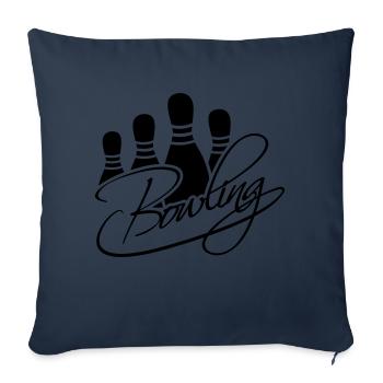 Bowling Pins Text Logo Design - Housse de coussin décorative 45 x 45 cm - bleu marine - Devant