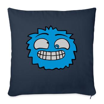 Visage de monstre poilu - Housse de coussin décorative 45 x 45 cm - bleu marine - Devant