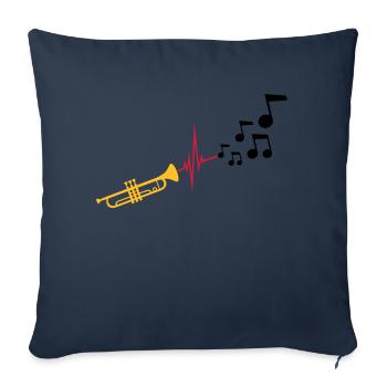 Notes Heartbeat Trumpet - Sofa pillowcase 17,3'' x 17,3'' (45 x 45 cm) - navy - Front