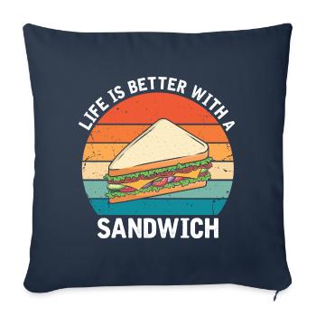 Life is Better with Sandwich Food BBQ - Sofa pillowcase 17,3'' x 17,3'' (45 x 45 cm) - navy - Front