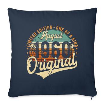 Août 1960 Vintage Anniversaire Rétro - Housse de coussin décorative 45 x 45 cm - bleu marine - Devant