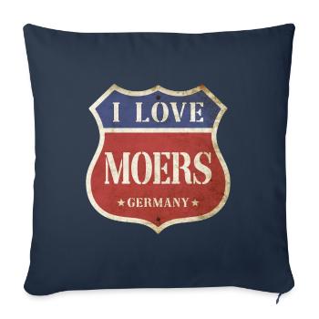 Moers Allemagne Ville J’aime Vintage Rétro - Housse de coussin décorative 45 x 45 cm - bleu marine - Devant