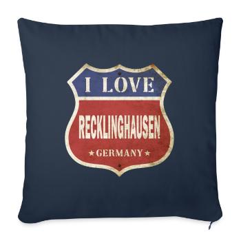 Recklinghausen Allemagne J’aime le rétro vintage - Housse de coussin décorative 45 x 45 cm - bleu marine - Devant