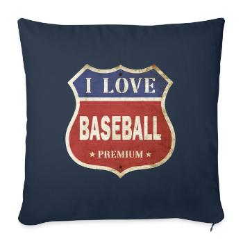 Baseball J’aime Vintage Retro Shield Route Sport - Housse de coussin décorative 45 x 45 cm - bleu marine - Devant