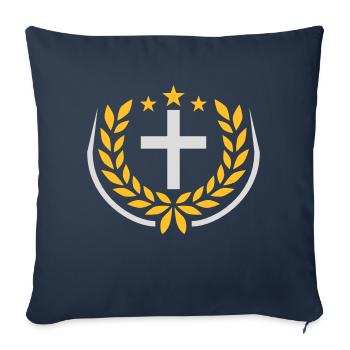Logo de la couronne de laurier de Jésus-Christ - Housse de coussin décorative 45 x 45 cm - bleu marine - Devant