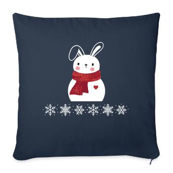 Lapin de Noël - Housse de coussin décorative 45 x 45 cm - bleu marine - Devant